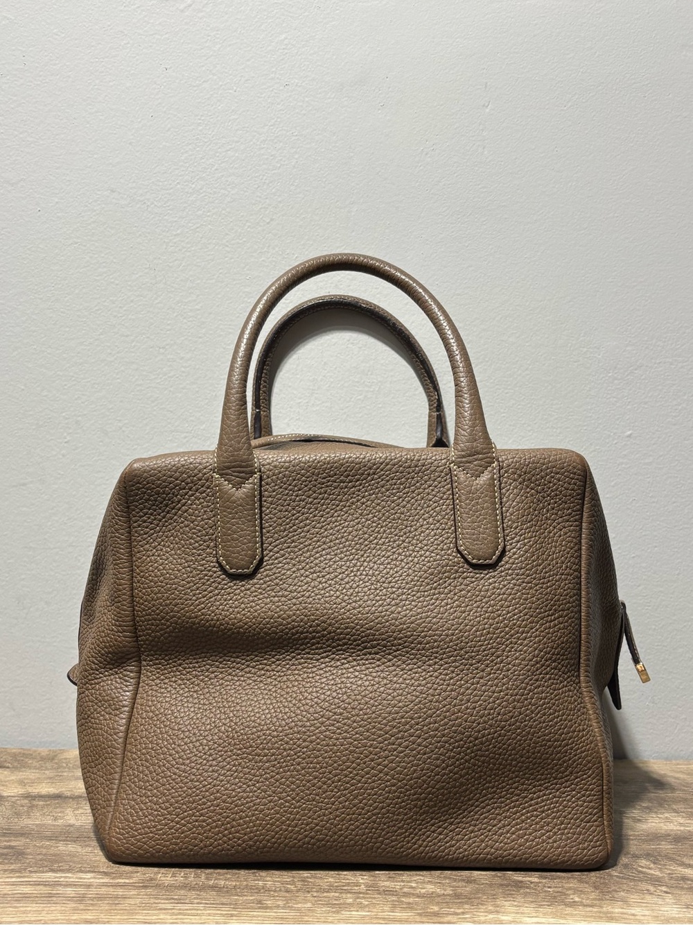 Bruno Magli Pebbled Leather Satchel in Taupe - Picture 2 of 16